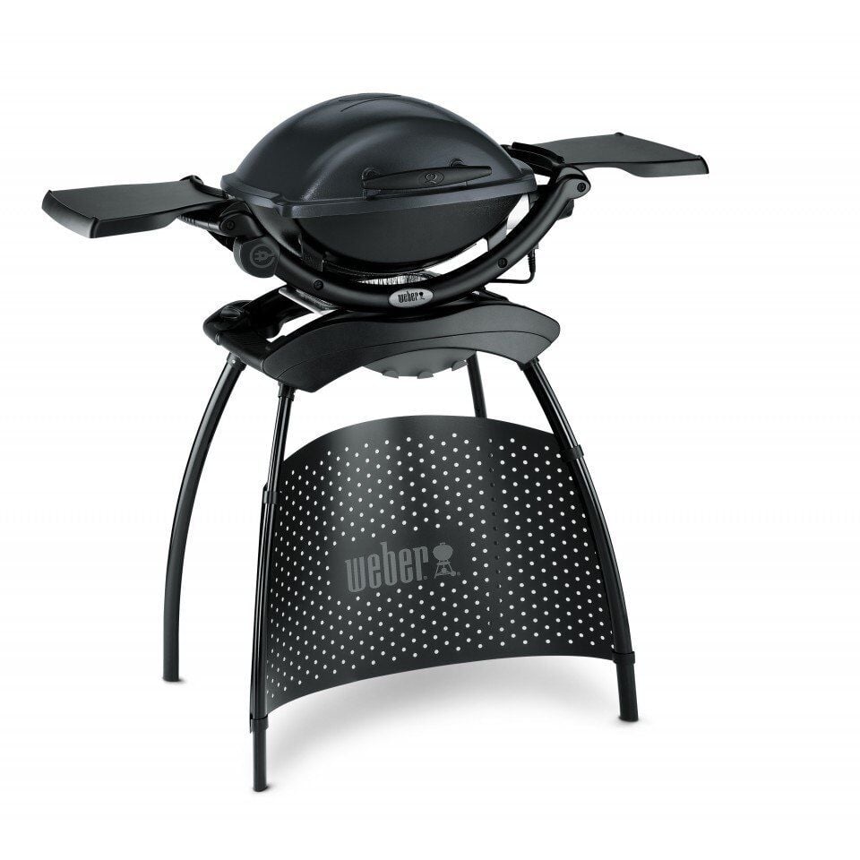 Weber Q 1400 Elektrikli Mangal, Koyu Gri, Yan Sehpalı, Standlı