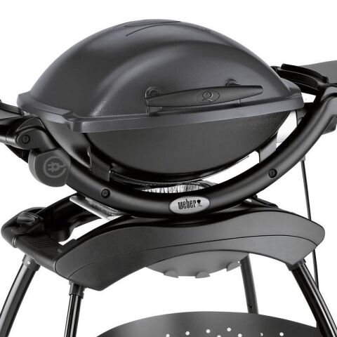 Weber Q 1400 Elektrikli Mangal, Koyu Gri, Yan Sehpalı, Standlı