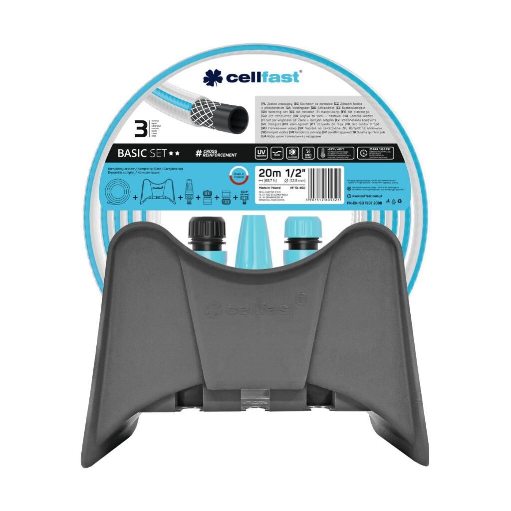 Cellfast Basic Bahçe Sulama Hortumu Seti 1/2'' 20 m + Bahçe Hortumu Duvar Askısı