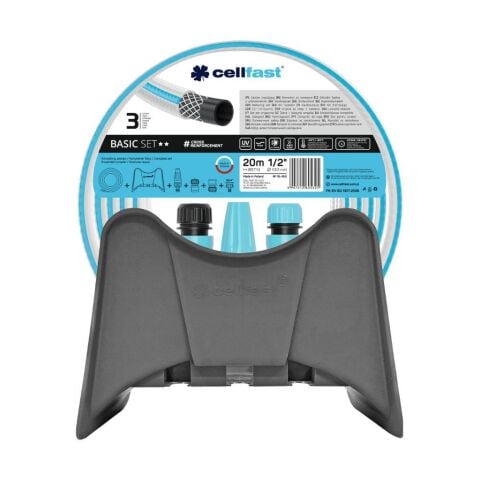 Cellfast Basic Bahçe Sulama Hortumu Seti 1/2'' 20 m + Bahçe Hortumu Duvar Askısı