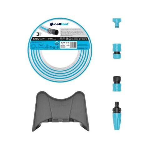 Cellfast Basic Bahçe Sulama Hortumu Seti 1/2'' 20 m + Bahçe Hortumu Duvar Askısı