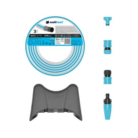 Cellfast Basic Bahçe Sulama Hortumu Seti 1/2'' 20 m + Bahçe Hortumu Duvar Askısı