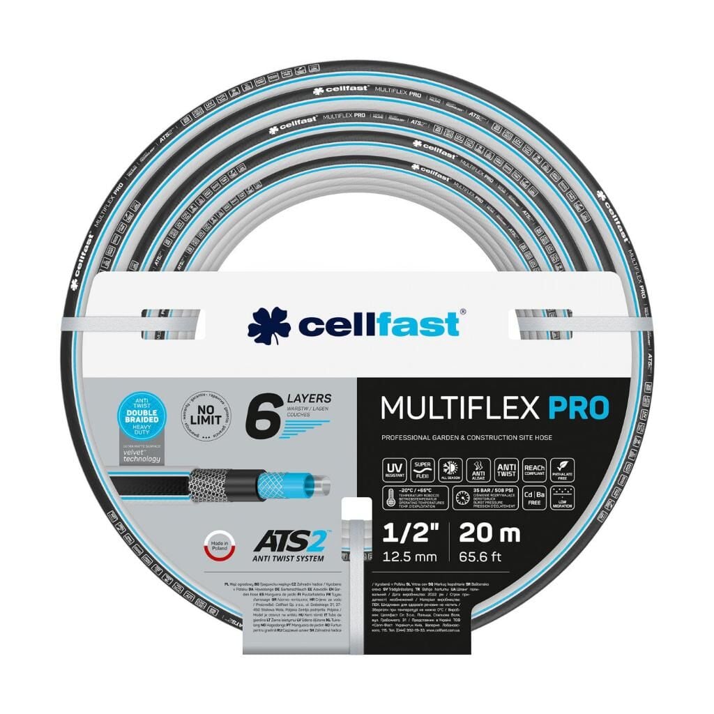 Cellfast Multiflex Pro 6 Katmanlı Bahçe Sulama Hortumu 1/2'' 20 m