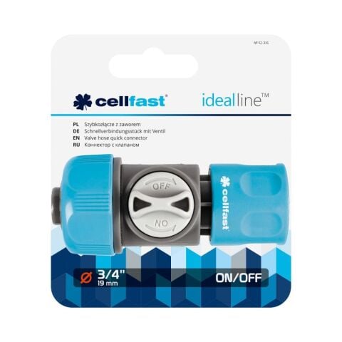 Cellfast Ideal Vanalı Hızlı Hortum Bağlantı Aparatı 3/4'' (19mm)