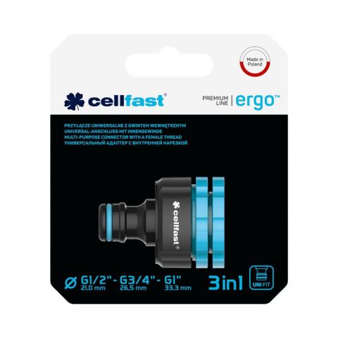 Cellfast Ergo™ Dişi Dişli Musluk Bağlantı Aparatı G1/2''(21mm) - G3/4''(26,5mm) - 1''(33,3mm)